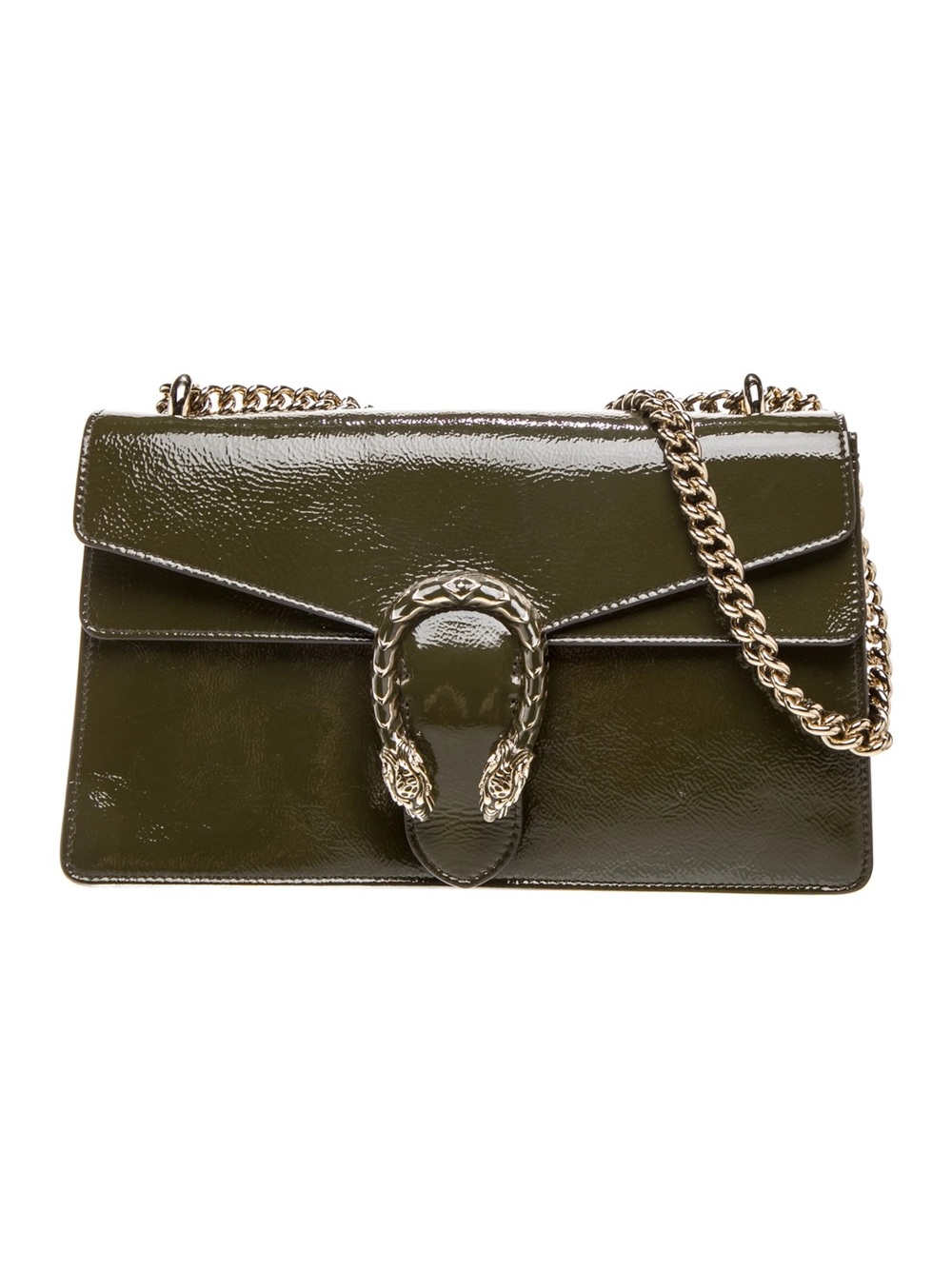 Gucci Olive Patent Medium Dionysus Bag